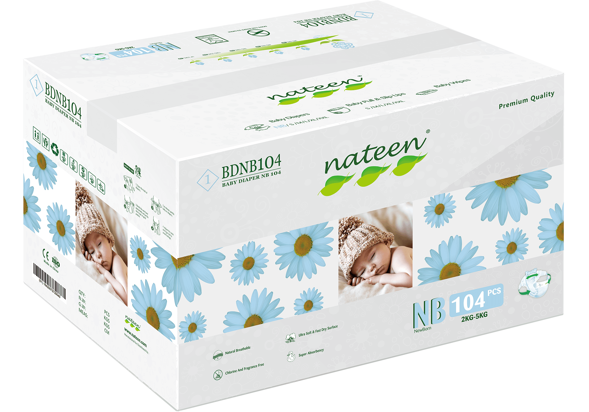 Nateen Premium Eco-Friendly Diapers Newborn (up to 5 kg
